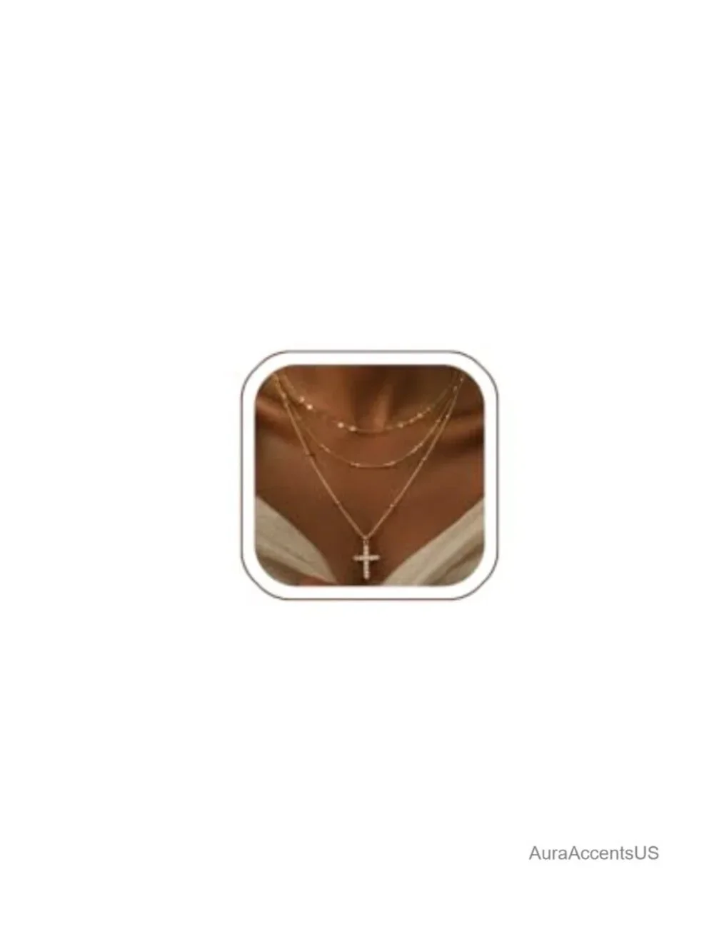 14K Gold Plated Layered Necklace Set for Women 3 Piece with CZ Pendant